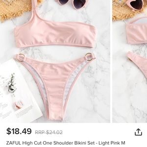 baby pink one shoulder bikini